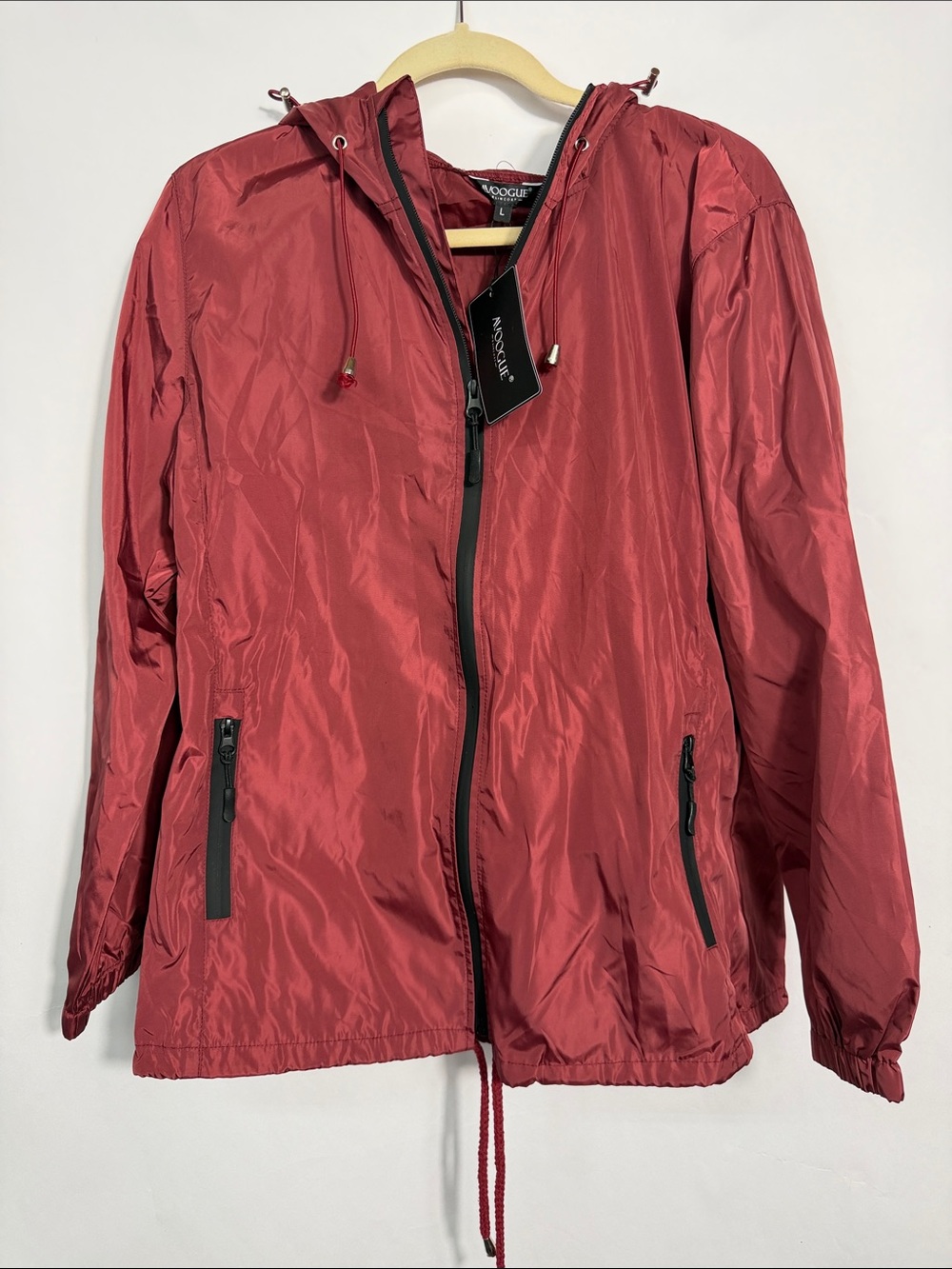 NWT Avoogue Lightweight Hooded Windbreaker Raincoat Dusty Rose L Minimalist